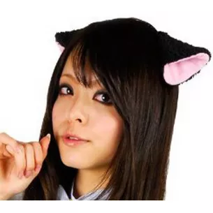 Кошачьи ушки черные "Fluffy Cat Ears Black"