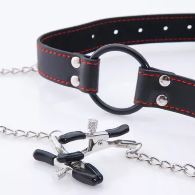 Кляп с зажимами на соски "BENITSUBAKI Gag Nipple Clamp"