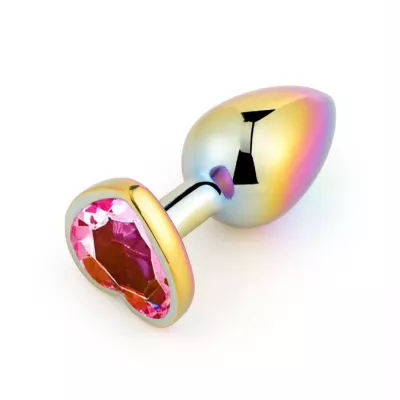 Анальная ювелирка радужная "Heart Plug Pink S"