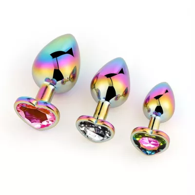 Анальная ювелирка радужная "Heart Plug Pink S"