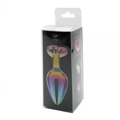 Анальная ювелирка радужная "Heart Plug Pink M"