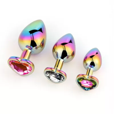 Анальная ювелирка радужная "Heart Plug White S"
