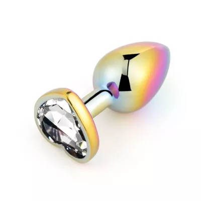 Анальная ювелирка радужная "Heart Plug White M"