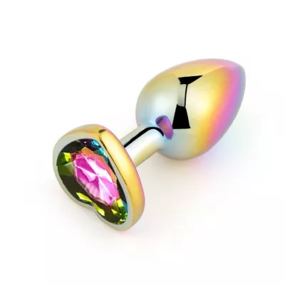 Анальная ювелирка радужная "Heart Plug Rainbow S"