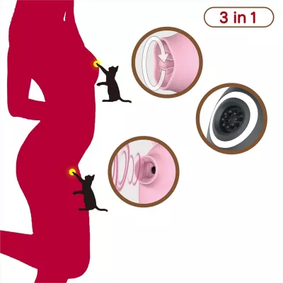 Вакуумный стимулятор с вибрацией "CatPunch H HORNY PINK"