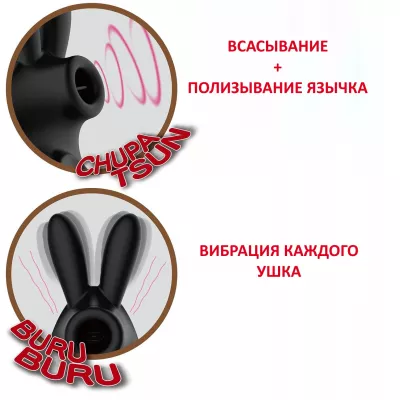 Вакуумный стимулятор с вибрацией "CatPunch N BUNNY BLACK"