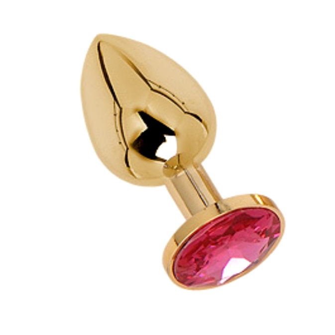 Золотистая маленькая анальная пробка с кристаллом Goru Jewelry Plug S - TOY69.ru анальная пробка оки чпоки с кристаллом без вибрации soft силикон 72 х 28 мм розовый